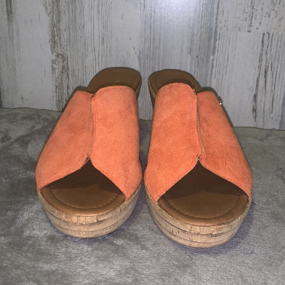 1020 A. Giannetti Leather Wedge Sandals - Picture 2 of 8